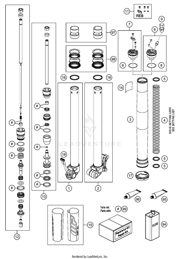 Front Fork Disassembled SX-E 5 CHASSIS - 2020 Schematic