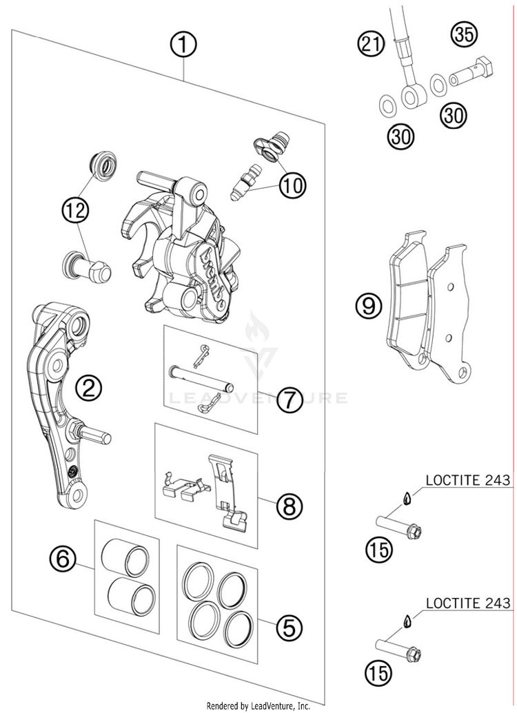 Brake Caliper Front 150 XC Chassis - 2011 Schematic