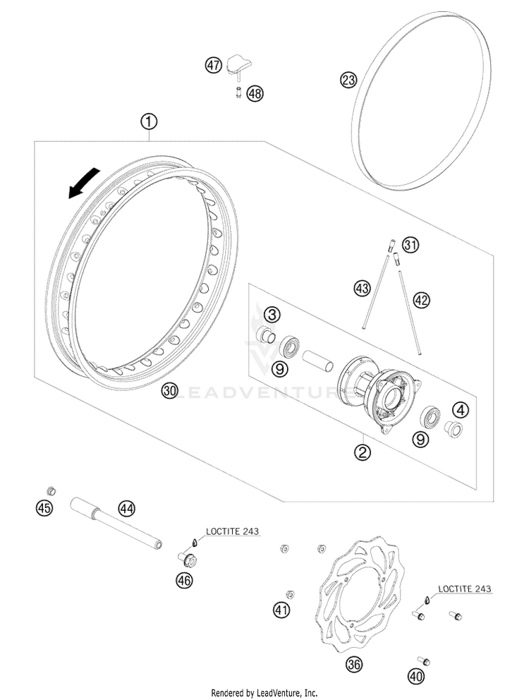 Front Wheel 65 XC Chassis - 2009 Schematic