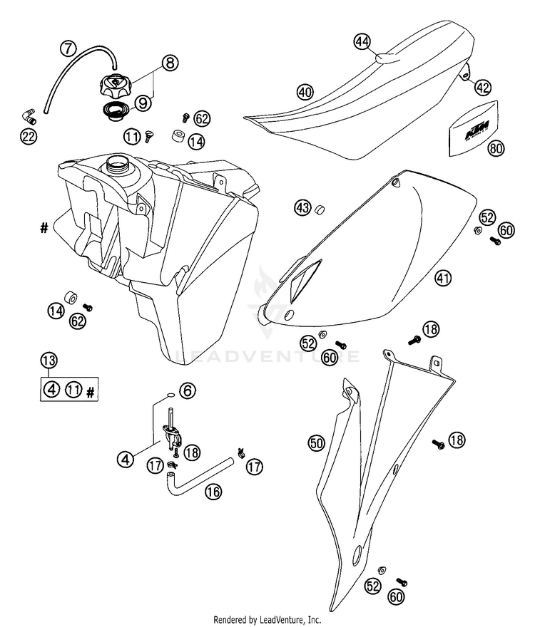 Tank, Seat, Covers Sx 125 SX Chassis - 2002 Schematic