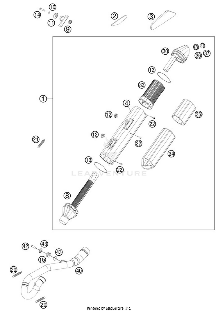 Exhaust System 250 XCFW Chassis - 2012 Schematic