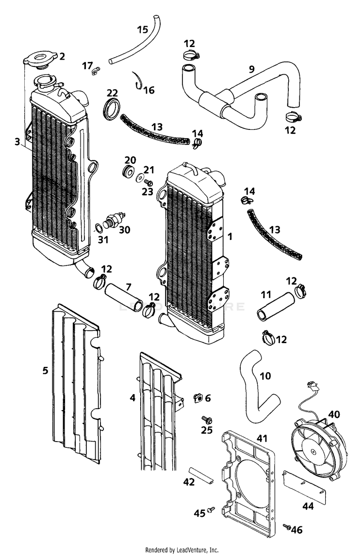 Cooling System 640 LC4-E Engine - 2000 Schematic