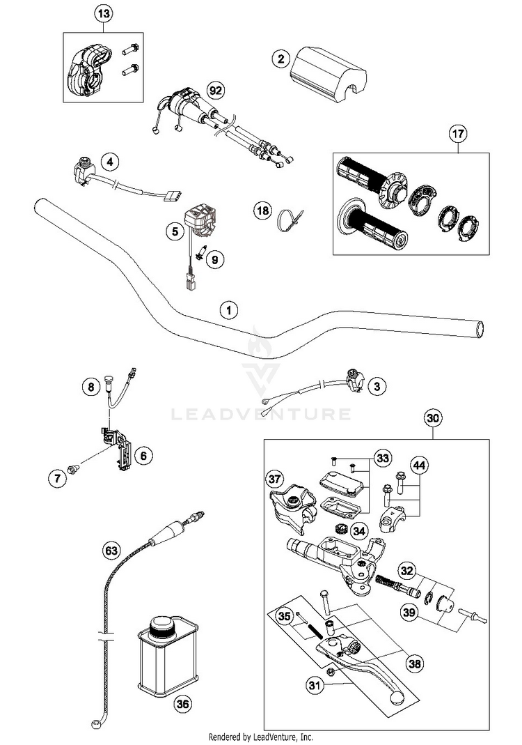 Handlebar, Controls 250 SX-F CHASSIS - 2019 Schematic