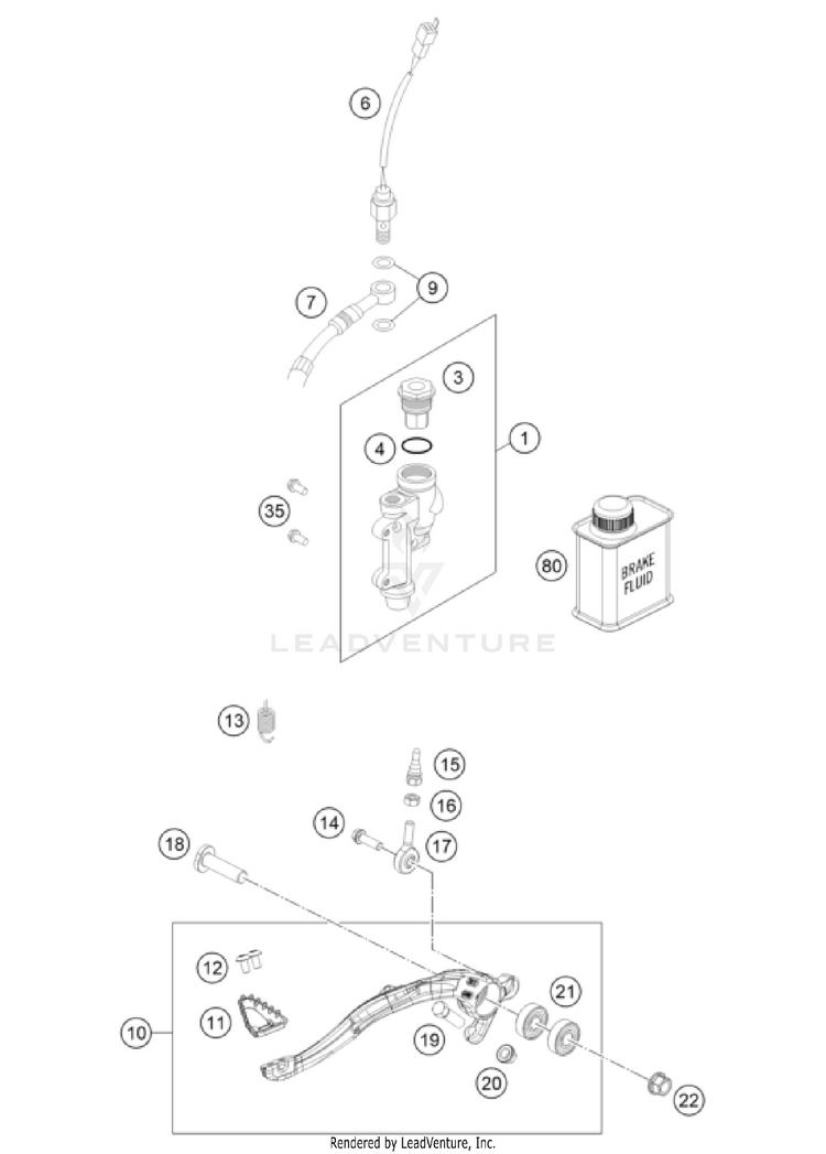 Rear Brake Control 500 EXC-F US CHASSIS - 2024 Schematic