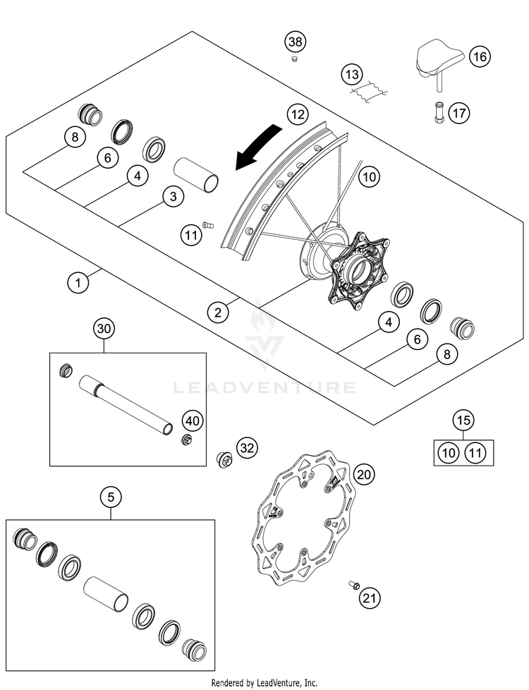 Front Wheel 350 SX-F CHASSIS - 2020 Schematic