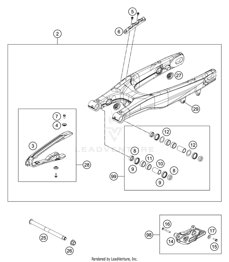 Swing Arm 450 SX-F FACTORY EDITION CHASSIS - 2019 Schematic