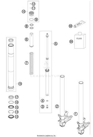 Front Fork, Disassembled Schematic