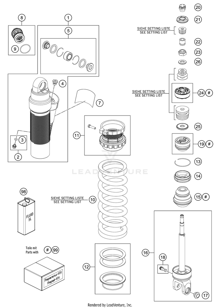 Shock Absorber Disassembled Schematic