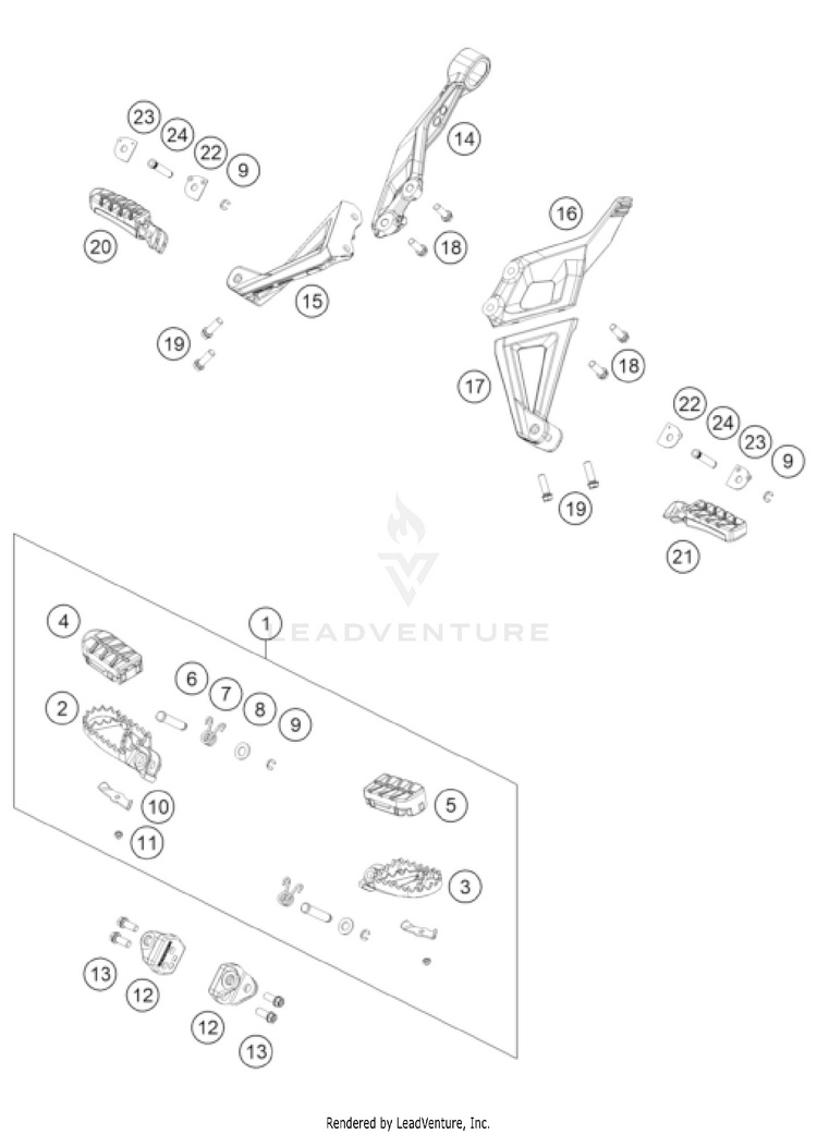 Footpegs 1290 SUPER ADVENTURE R OT US CHASSIS - 2022 Schematic