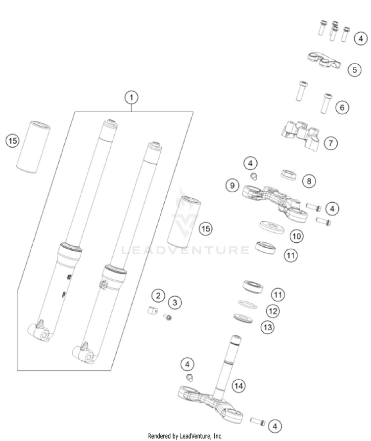 Front Fork, Triple Clamp Schematic