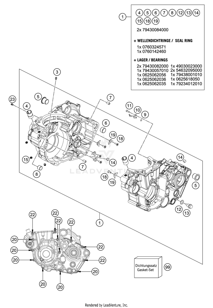 Engine Case 450 XC-F Engine - 2021 Schematic