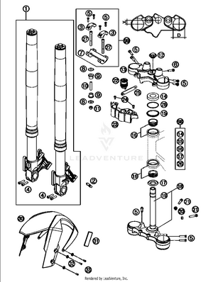 Front Fork, Triple Clamp Schematic