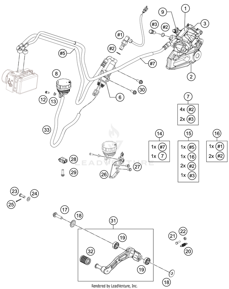 Rear Brake Caliper RC 390 BLACK CHASSIS - 2018 Schematic
