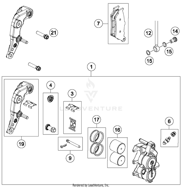Brake Caliper Front 690 ENDURO R CHASSIS - 2017 Schematic