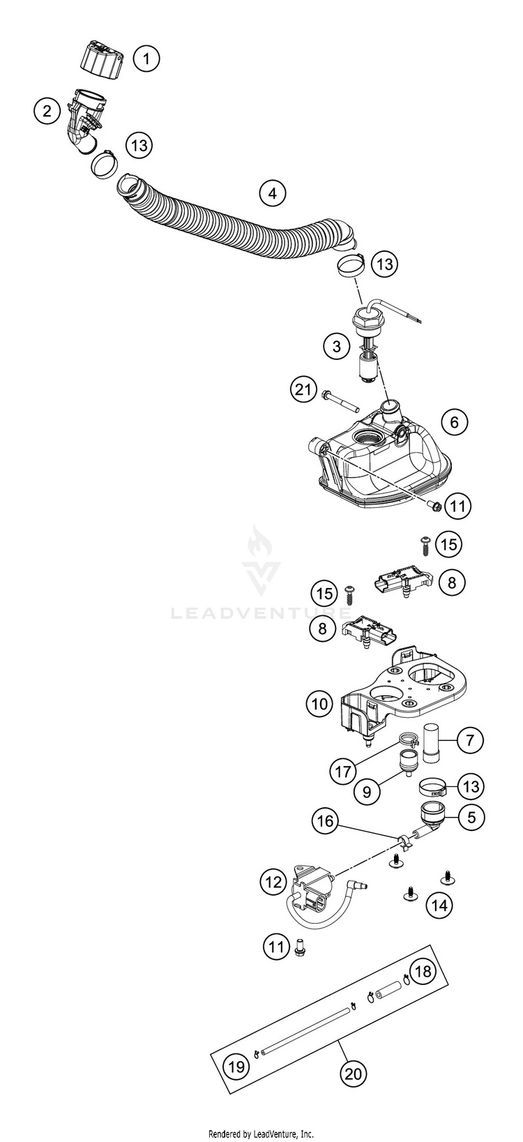 Lubricating System 300 XC-W TPI ENGINE - 2020 Schematic