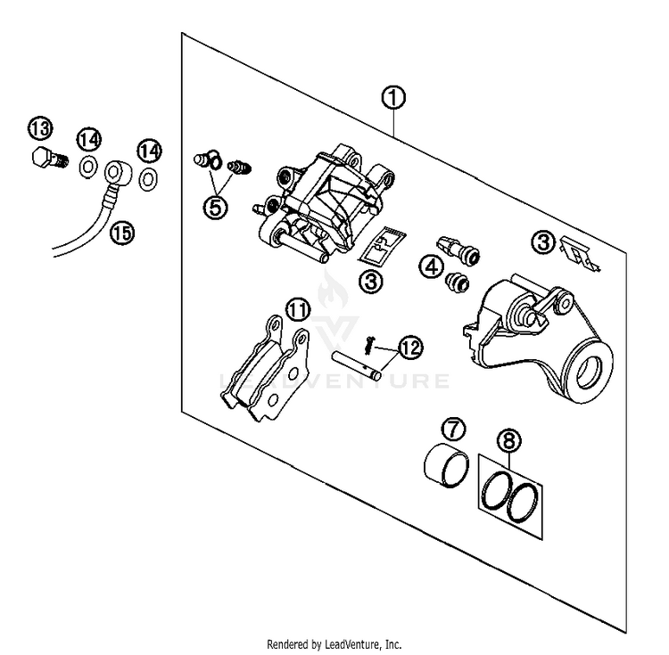 Brake Caliper Rear 690 Supermoto Black Chassis - 2007 Schematic