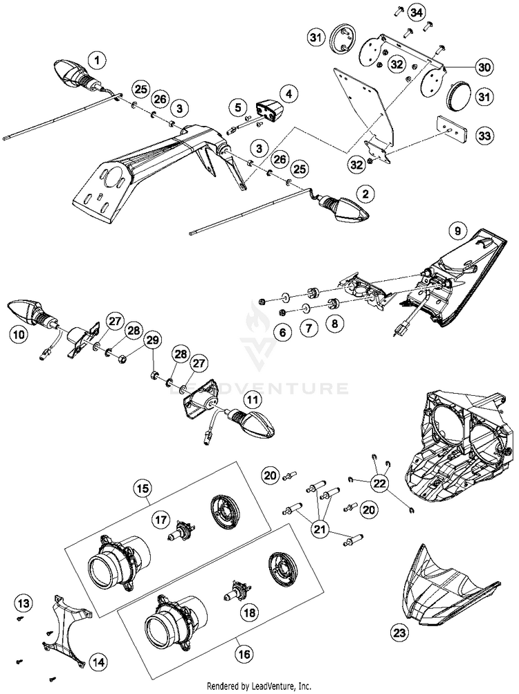 Lighting System RC 390 CUP USA Chassis - 2015 Schematic