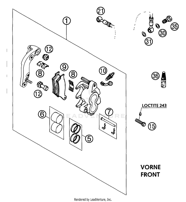 Brake Caliper Front 300 MXC Chassis - 2003 Schematic