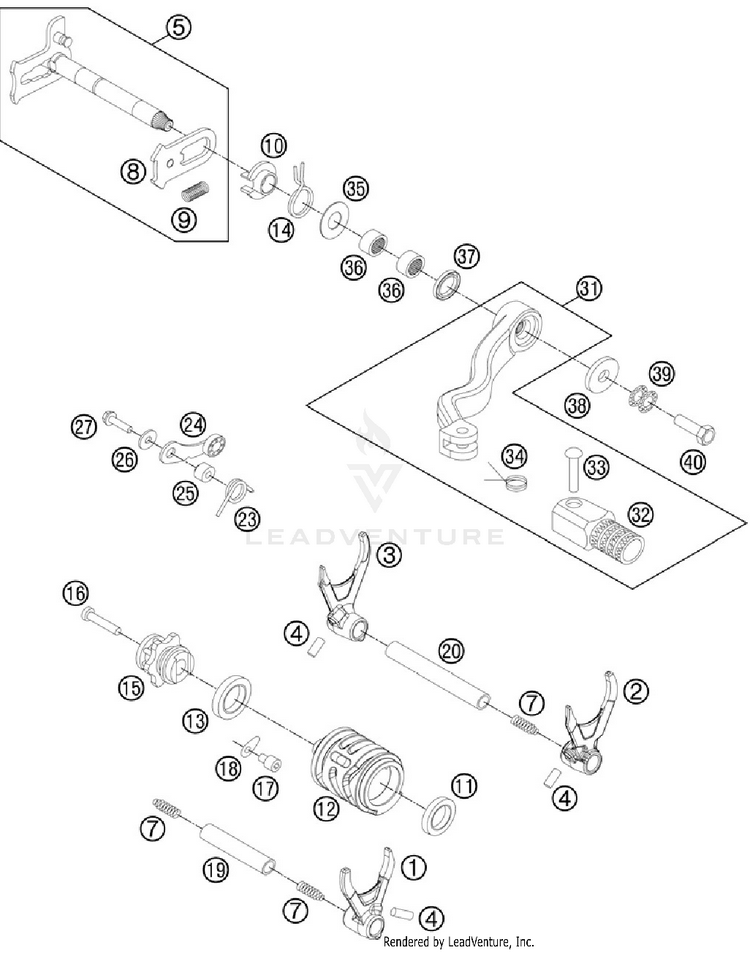 Shifting Mechanism 300 XC Engine - 2012 Schematic