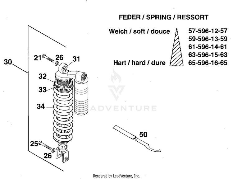 Shock Absorber Ohlins 620 RXC Chassis - 1996 Schematic