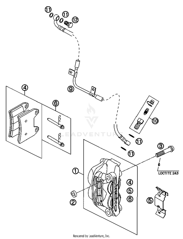 Brake Caliper Front 690 Supermoto Black Chassis - 2007 Schematic