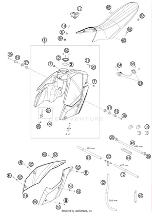 Tank, Seat, Cover Schematic