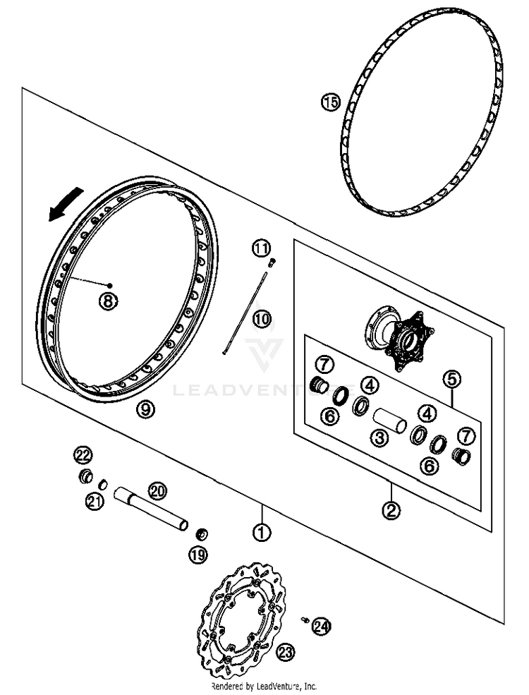 Front Wheel 690 Enduro Chassis - 2012 Schematic