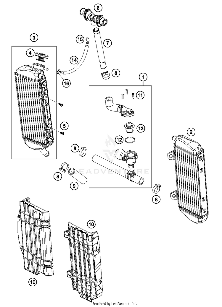 Cooling System 250 XC-W TPI ENGINE - 2018 Schematic