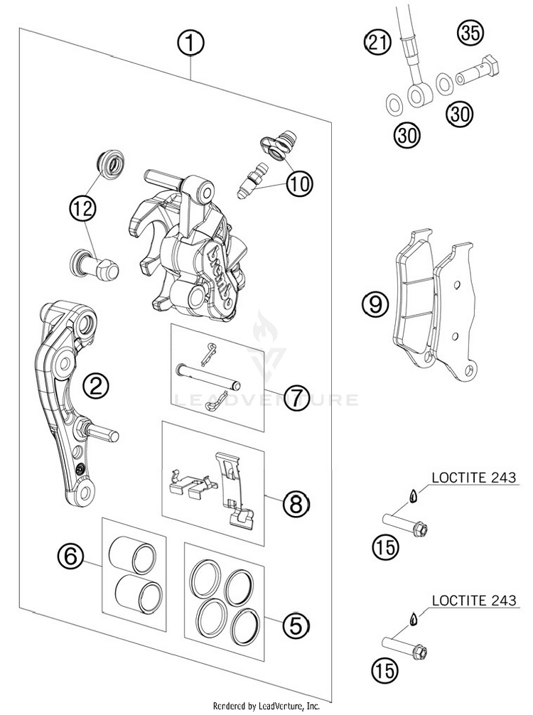 Brake Caliper Front 150 SX Chassis - 2012 Schematic