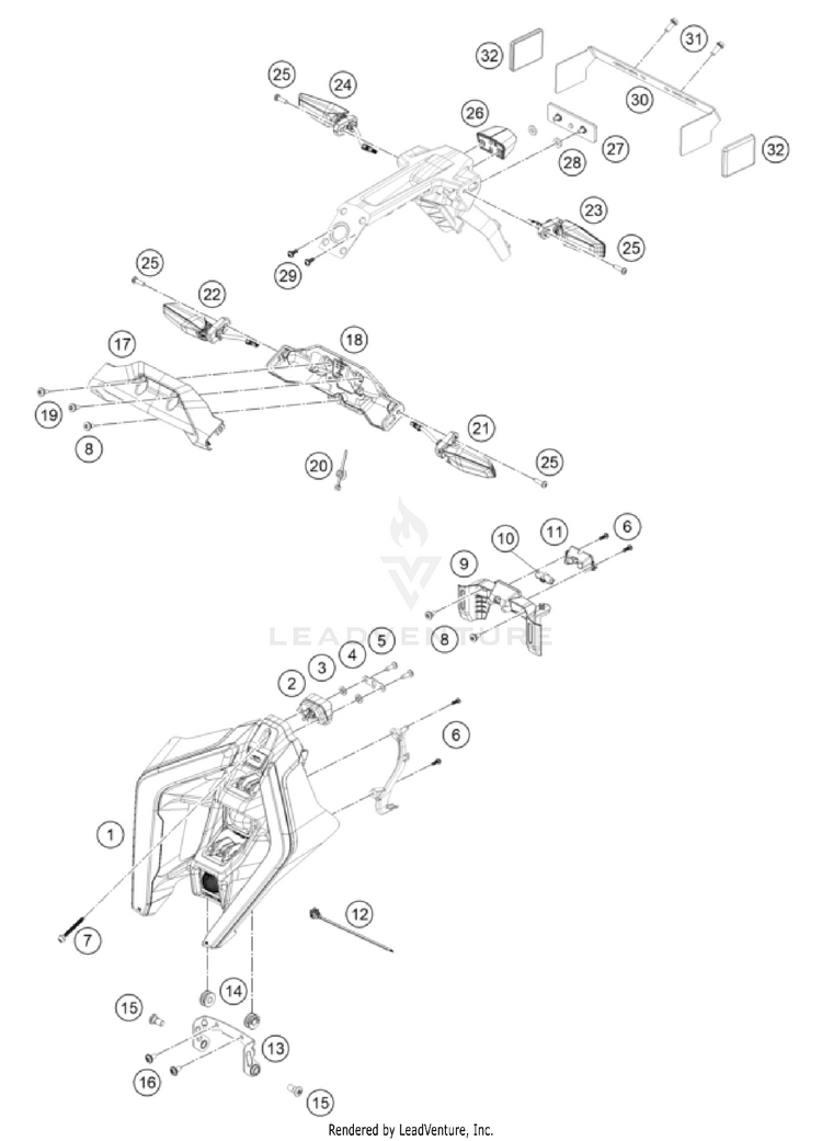 Lighting System 1390 SUPER DUKE R EVO, orange CHASSIS - 2024 Schematic