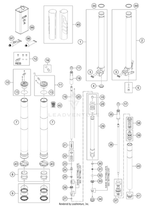 Front Fork Disassembled Schematic
