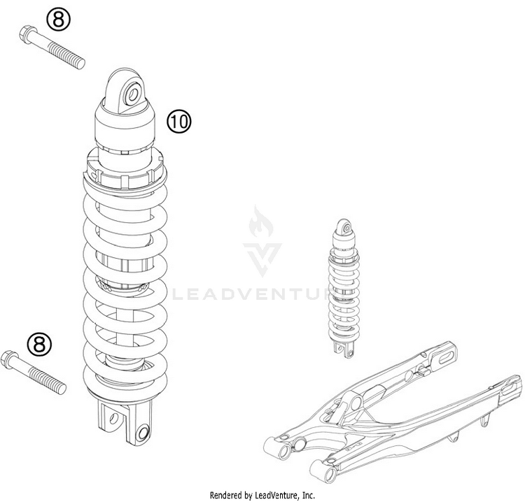 Shock Absorber 250 XCFW Chassis - 2012 Schematic