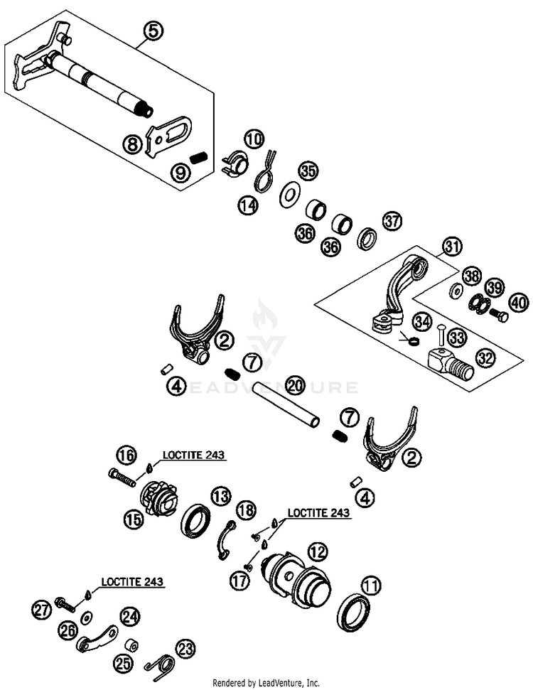 Shifting Mechanism 505 SX-F Engine - 2008 Schematic