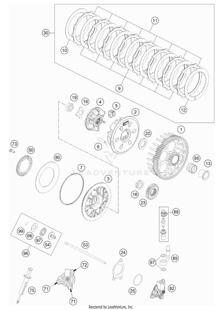 Clutch 350 EXC-F USA Engine - 2022 Schematic