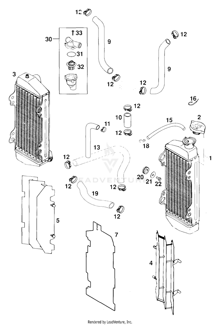 Cooling System Exc 250 EXC Engine - 2000 Schematic