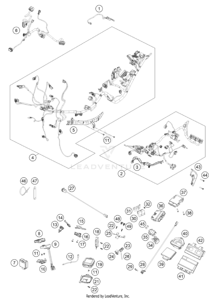 Wiring Harness 1290 SUPER ADVENTURE S, orange CHASSIS - 2023 Schematic