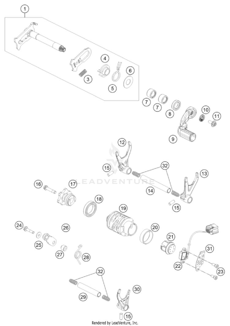 Shifting Mechanism 350 EXC-F ENGINE - 2026 Schematic