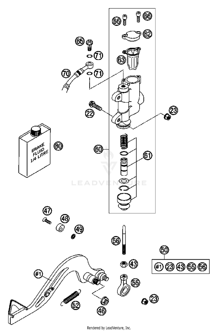 Rear Brake Control 65 SX Chassis - 2007 Schematic