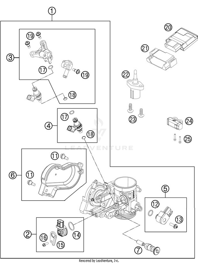 Throttle Body 250 XCFW Engine - 2012 Schematic