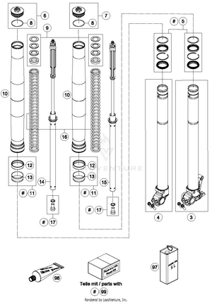 Front Fork Disassembled Schematic