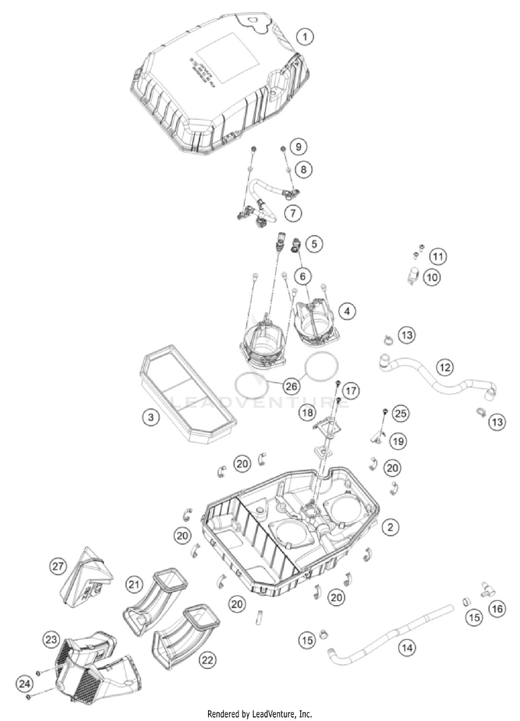 Air Filter 1390 SUPER DUKE R EVO, orange CHASSIS - 2024 Schematic