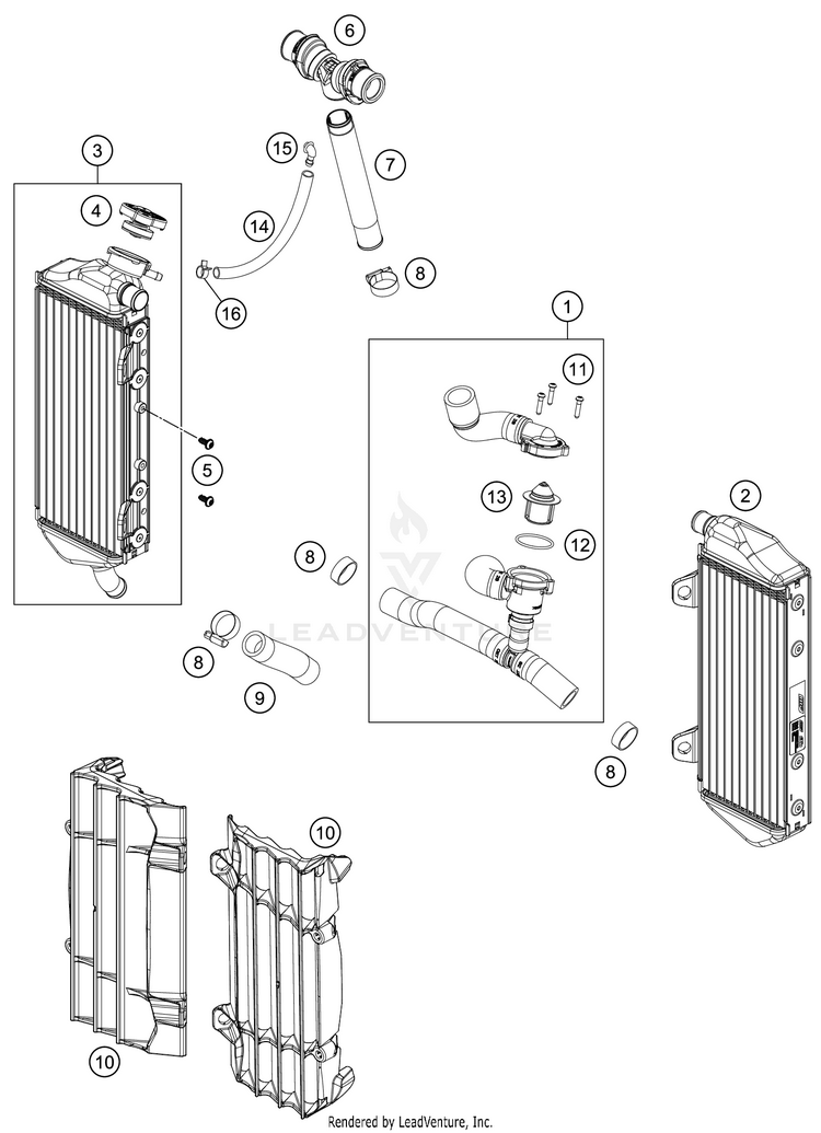 Cooling System 250 XC TPI Engine - 2021 Schematic