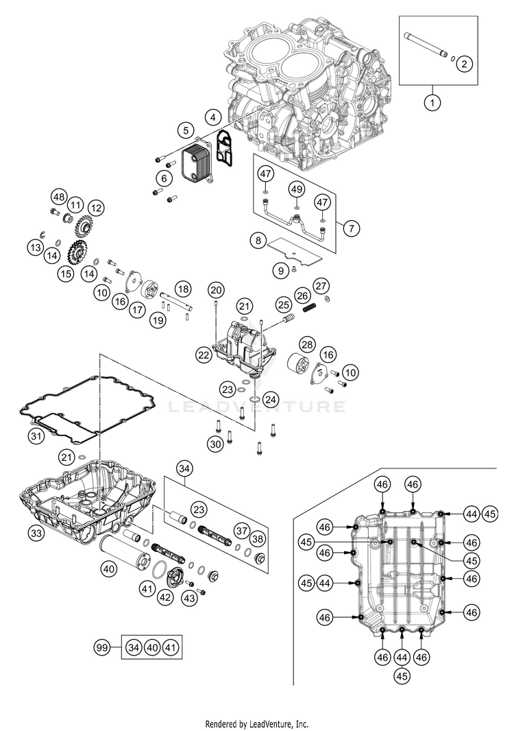 Lubricating System 890 ADV R Engine - 2021 Schematic