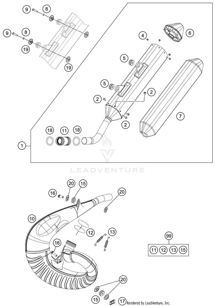 Exhaust System 300 XC TPI CHASSIS - 2020 Schematic