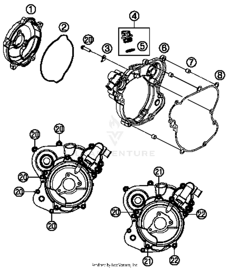 Clutch Cover 65 SX Engine - 2015 Schematic