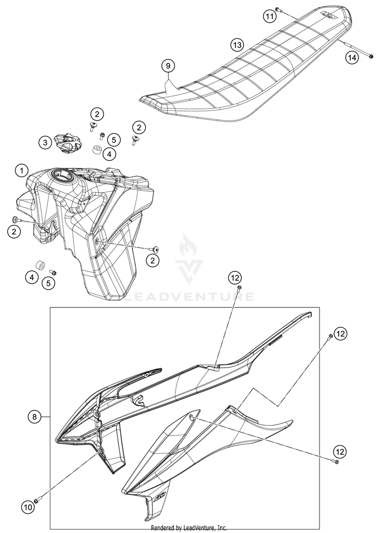 Tank, Seat 500 EXC-F SIX DAYS CHASSIS - 2020 Schematic
