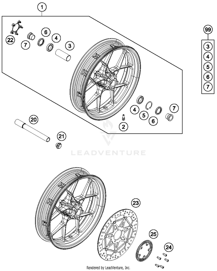 Rear Wheel 690 DUKE ORANGE Chassis - 2016 Schematic