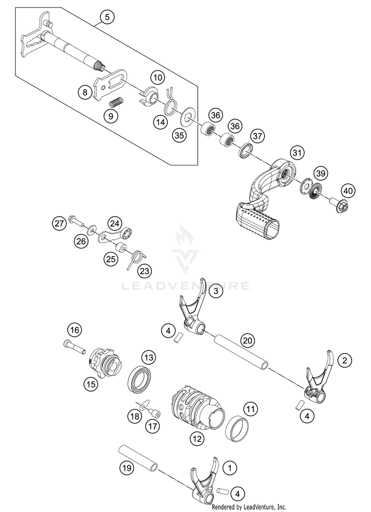Shifting Mechanism 300 XC ENGINE - 2018 Schematic