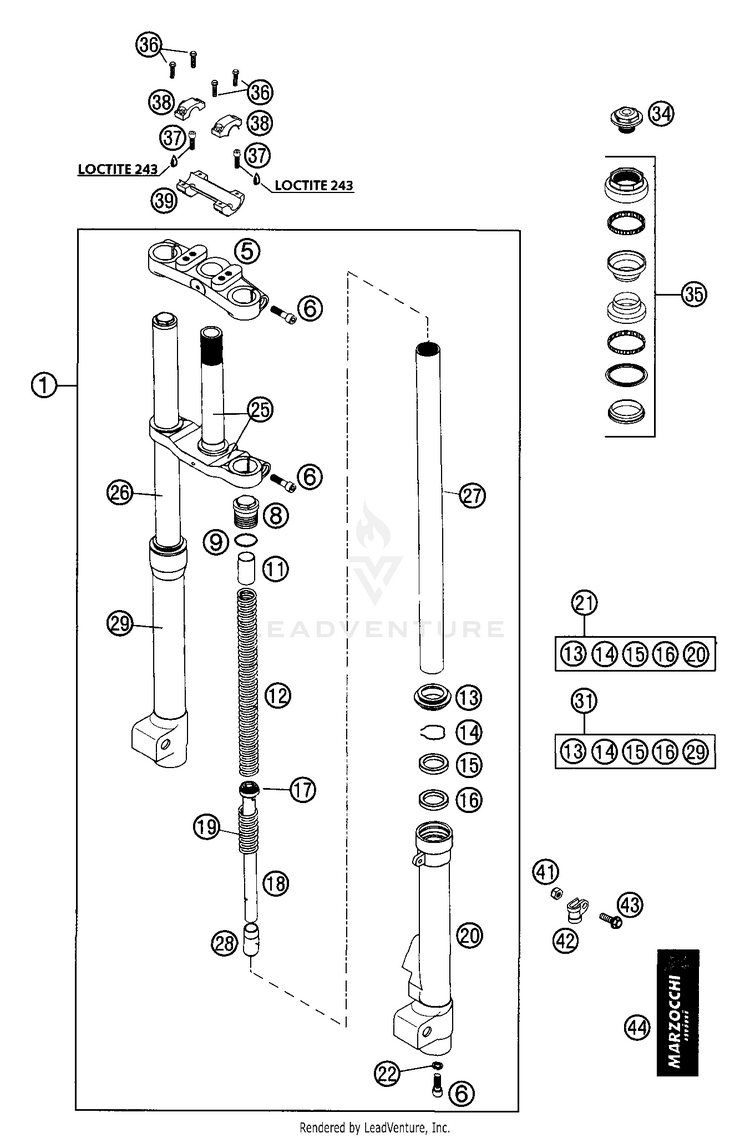 Front Fork Marzocchi Schematic