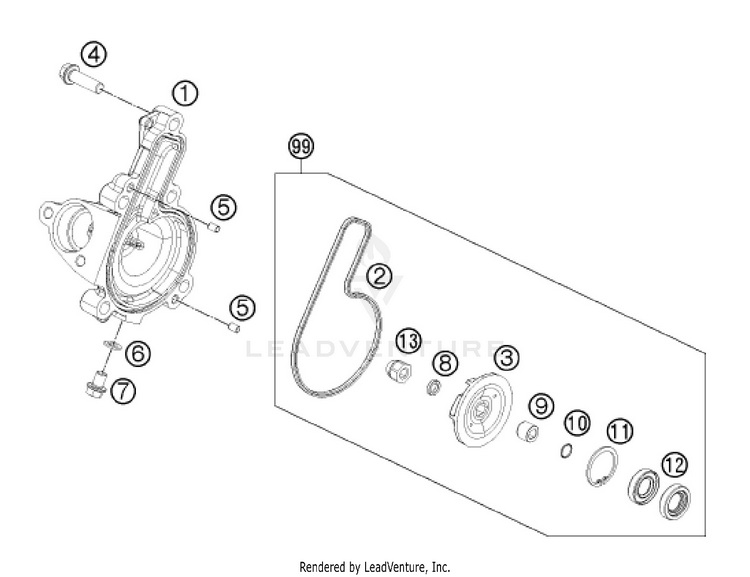 Water Pump 390 RC WHITE ABS Engine - 2016 Schematic